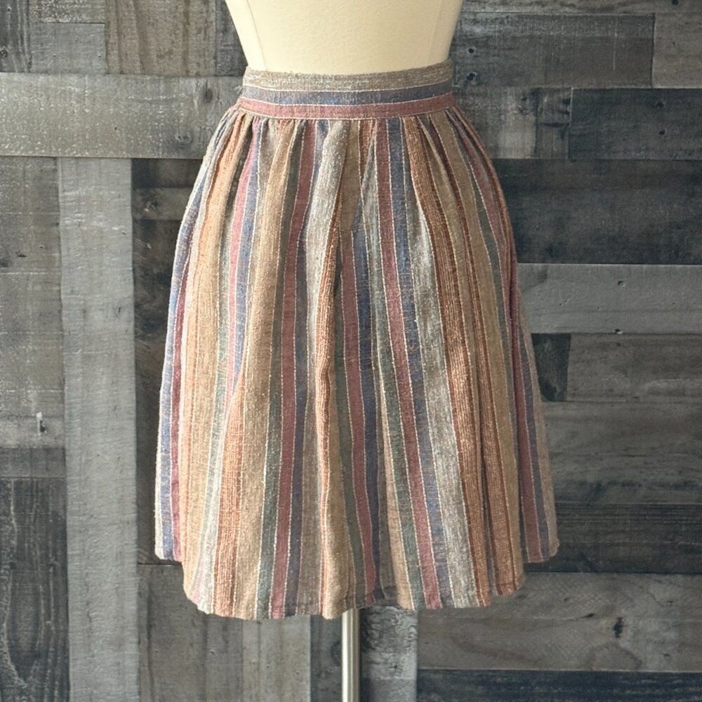 Vintage 70s chunky knit skirt small neutral earth tones stripes cottagecore - Picture 8 of 12